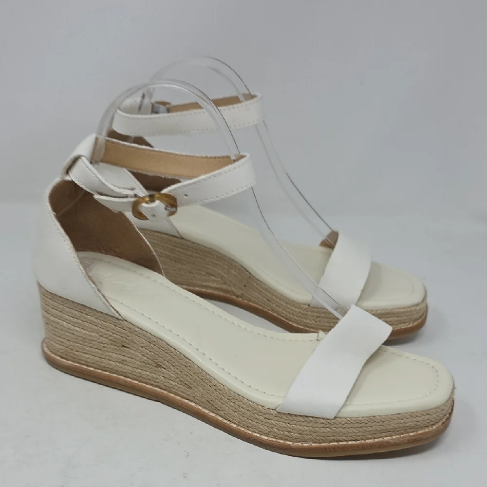 Splendid Darcy White Wedge Sandals with Jute Heel Size 9.5